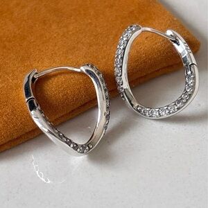 LuLaRoe Silver Crystal Accent Hoop Earrings